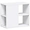 White shelf with open and closed compartments.