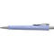 Lichtblauwe Faber-Castell Poly Ball pen met zilverkleurige accenten. Opschrift: Poly Ball, Faber-Castell.