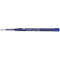 Blaue Faber-Castell Gelstift-Mine mit silberner Spitze und weißem Markenaufdruck auf horizontalem Hintergrund.