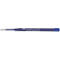 Blaue Faber-Castell Gelstift-Mine mit weißem Logo-Aufdruck auf weißem Hintergrund.