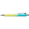 Yellow and turquoise gradient pen. Silver clip and tip; Faber-Castell brand.
