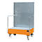 Fahrbare Auffangwanne, aus Stahl, 215 l Auffangvolumen für 2 x 200-Liter Fässer, orange lackiert