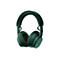 Casque audio vert foncé, vue détaillée. Arceau rembourré, coussinets d'oreille, étiquette "fairphone".
