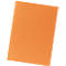 An orange file folder, photographed slightly diagonally from above.