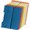 Multi-colored file folders, blue front with brand logo. Various colors: orange, beige, yellow, red, green, grey.