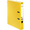 Yellow binder with white label and FALKEN lettering. Two metal eyelets and a hole for filing.
