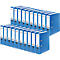 Blue file folders, stacked. "Falken" is written on the spines.