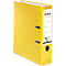 Yellow file folder with white label and brand logo.