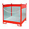 Fass-Stapelpalette Bauer FSP-4 G, Spritzschutzwand 3-seitig, Kap. 4 x 200 l Fässer, rot