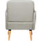 Fauteuil gris avec pieds en bois.
