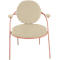 Fauteuil Meet by Paperflow Saturne, avec accoudoirs, L 700 x P 730 x H 880 mm, tube d'acier, similicuir, rose/ivoire