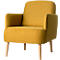 Fauteuil Paperflow Brooks, massief hout, retro design, gestoffeerd, polyester hoes, saffraan