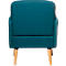 Teal fauteuil, achteraanzicht. Houten poten.