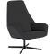 Fauteuil lounge moderne gris foncé avec dossier haut sur un piètement en étoile noir.