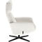 Fauteuil lounge crème à dossier haut sur une base pivotante noire à quatre branches.