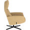 Fauteuil à oreilles beige avec dossier haut et pied en étoile noir, vue de côté.