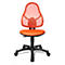 Fauteuil pivotant pour enfants Open Art Junior, sans accoudoirs, assise galbée, dossier en filet, orange/noir