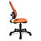 Fauteuil pivotant pour enfants Open Art Junior, sans accoudoirs, assise galbée, dossier en filet, orange/noir