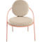 Fauteuil Saturne Meet by Paperflow - 1 zits - B 700 x D 730 x H 880 mm - stalen buis roze - fluweel ivoor