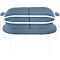 Fauteuil Saturne Meet by Paperflow - 2 zits - met armleuninigen - B 1180 x D 730 x H 880 mm - stalen buis wit - kunstleer blauw - set van 2