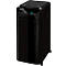 Black Fellowes paper shredder. Control panel with buttons visible.