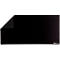 Black, rectangular desk mat with one corner folded up, brand logo in the bottom right.
