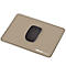 Beige rechthoekige muismat met bruine rand en Fellowes logo.