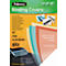 Packaging of Fellowes Binding Covers, labeling in multiple languages, and transparent covers. Print with information on binding systems.