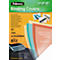 Transparent Fellowes binding cover packaging with product labeling and transparent covers.