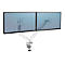 Fellowes Dual Monitor Arm Platinum, pour 2 écrans jusqu'à 32″ &amp; jusqu'à 8 kg, orientable &amp; inclinable, pivotant à 360°, 2 ports USB, gestion des câbles, blanc