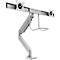 Fellowes® Eppa™ monitor arm, voor 2 beeldschermen tot 32' &amp; tot 8 kg elk, in hoogte verstelbaar/zwenk/kantel, dwarsbalk ontwerp, kabelgeleider, tafelklem, zilver