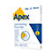 Packung mit 100 Apex A3 Laminierfolien, glänzend, Stärke Medium, weißer Karton mit blauem und gelbem Design.