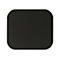 Rechteckige schwarze Mausunterlage mit abgerundeten Ecken, auf weißem Hintergrund.