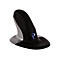 Ergonomische Maus in Schwarz und Silber. Obenauf das blaue 'P' Logo.