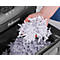 A hand holds shredded paper over a paper shredder. The inscription 'Fellowes' can be seen.