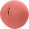 Round, coral-colored exercise ball. With label and side opening.