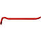 Un pied-de-biche rouge sur fond blanc. L'outil est courbé et a une pointe.