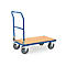 fetra® Chariot pliant, plateau en bois composite, 2 roues pivotantes et 2 fixes, 1000 x 600 mm