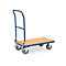fetra® Chariot pliant, plateau en bois composite, 2 roues pivotantes et 2 fixes, 850 x 500 mm
