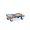 fetra® Chariot pliant, plateau en bois composite, 2 roues pivotantes et 2 fixes, 850 x 500 mm
