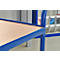 Fetra tafelwagen, 2 etages, L 1000 x B 600 mm, tot 300 kg, 2 duwhandgrepen, zwenk- &amp; bokwielen, hout &amp; staal, glanzend blauw RAL 5007