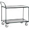 Fetra tafelwagen, 2 legborden, L 850 x B 500 mm, tot 300 kg, 2 duwhandgrepen, zwenk- &amp; bokwielen, hout &amp; staal, antracietgrijs RAL 7016