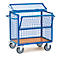 fetra Wire Box Trolley, acier, bleu, avec couvercle, L 1200 x L 800 x H 806 mm, jusqu'à 600 kg