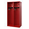 Feuerwehrspind C+P Evolo Flexo, 2 Abteile, ohne Helmhalter, Bodengleiter, B 1000 x T 500 x H 1850 mm, RAL 3000 Feuerrot