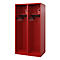 Feuerwehrspind C+P Evolo Flexo, 2 Abteile, ohne Helmhalter, Bodengleiter, B 1000 x T 600 x H 1850 mm, RAL 3000 Feuerrot