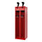 Feuerwehrspind C+P Evolo PRAKTUS, 2 Abteile, Helmhalter, mit Sockel, Bodengleiter, B 600 x T 500 x H 1850 mm, RAL 3000 Feuerrot