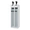 Feuerwehrspind C+P Evolo PRAKTUS, 2 Abteile, Helmhalter, mit Sockel, Bodengleiter, B 600 x T 500 x H 1850 mm, RAL 7035 Lichtgrau