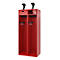 Feuerwehrspind C+P Evolo PRAKTUS, 2 Abteile, Helmhalter, mit Sockel, Bodengleiter, B 800 x T 500 x H 1850 mm, RAL 3000 Feuerrot