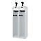 Feuerwehrspind C+P Evolo PRAKTUS, 2 Abteile, Helmhalter, mit Sockel, Bodengleiter, B 800 x T 500 x H 1850 mm, RAL 7035 Lichtgrau