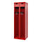 Feuerwehrspind C+P Evolo PRAKTUS, 2 Abteile, mit Sockel, Bodengleiter, B 600 x T 500 x H 1850 mm, RAL 3000 Feuerrot